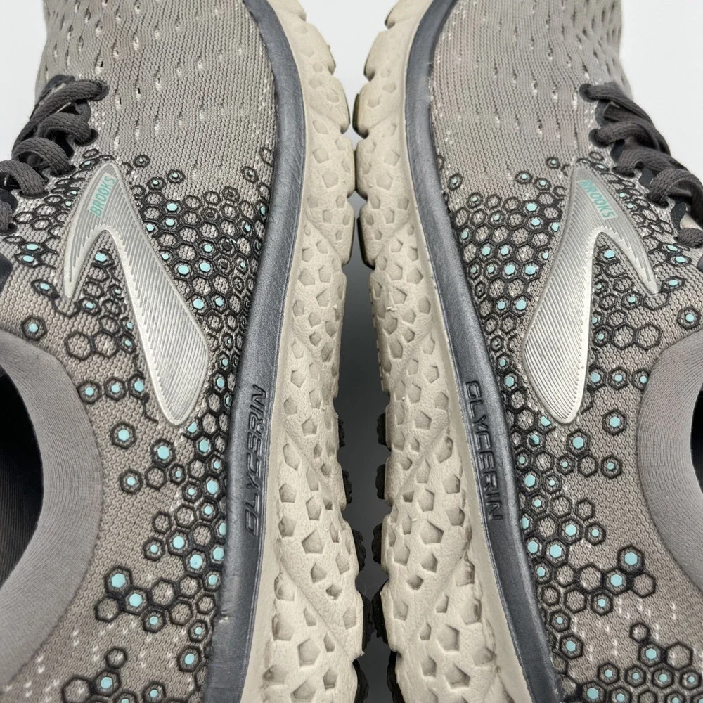 Brooks Glycerin 17 Running Walking Shoes Sneakers Gray Green Womens 7 B Athletic